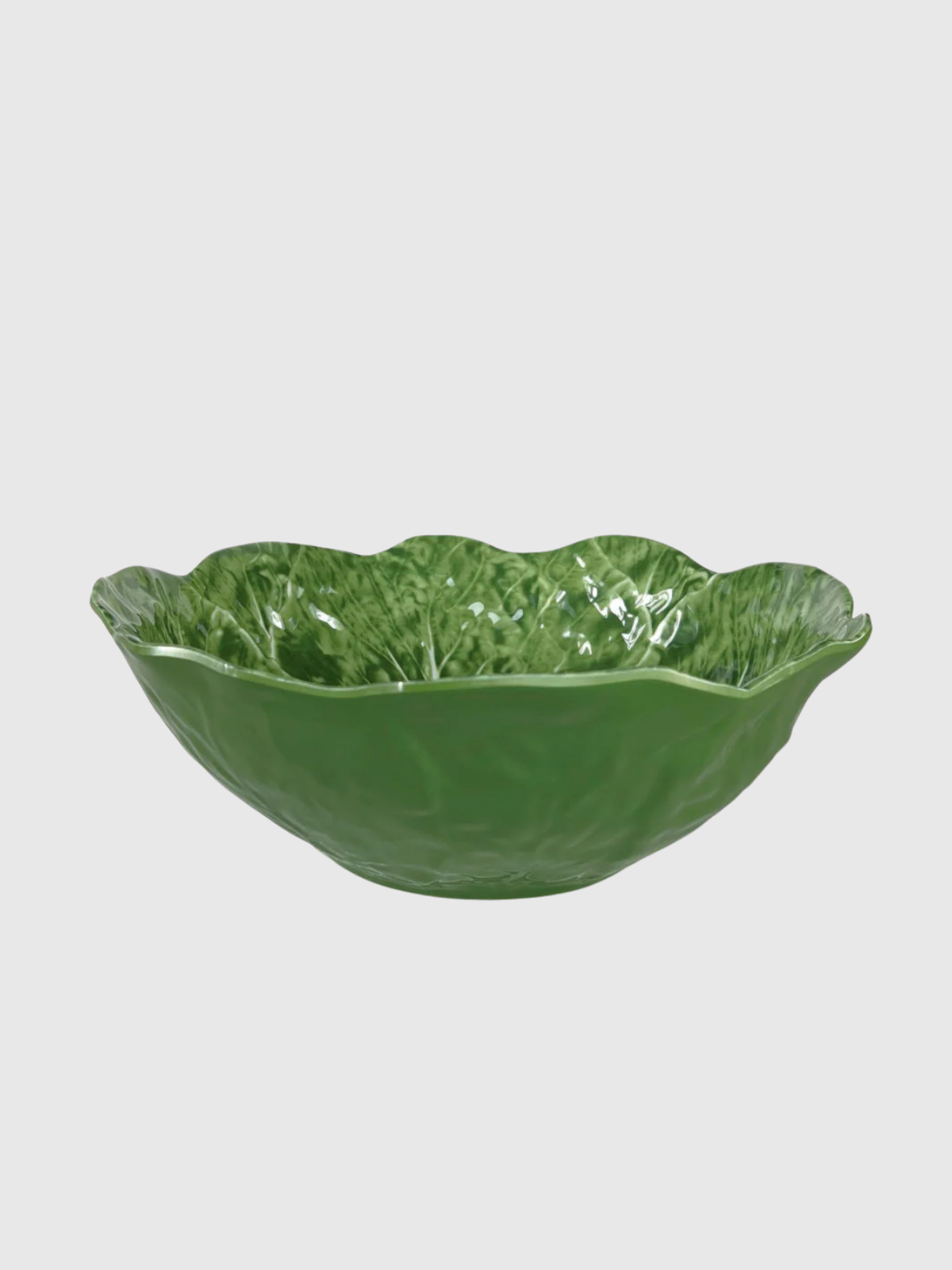 Cabbage Leaf Large Serving Bowl | Green