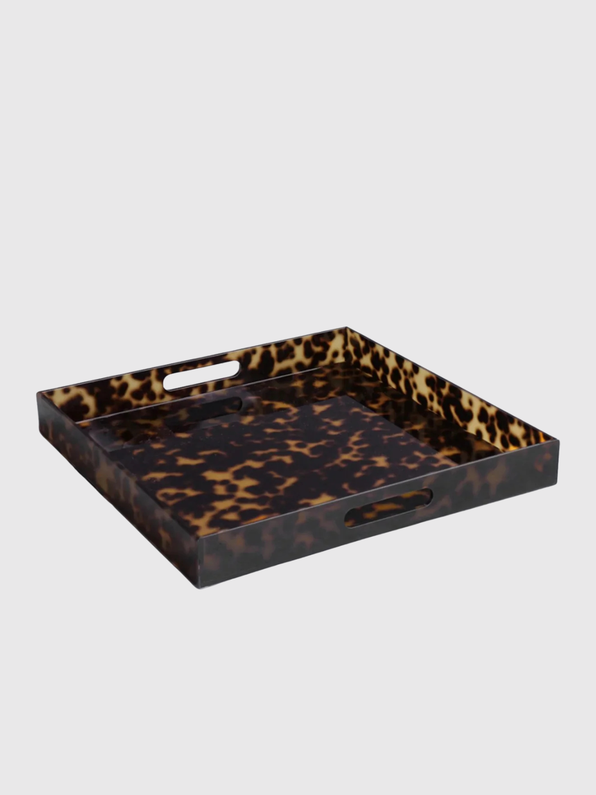 Square Tortoiseshell Acrylic Tray with Handles