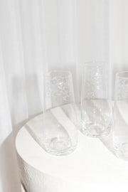 Etched Floral Stemless Champagne Glasses | Set of 4