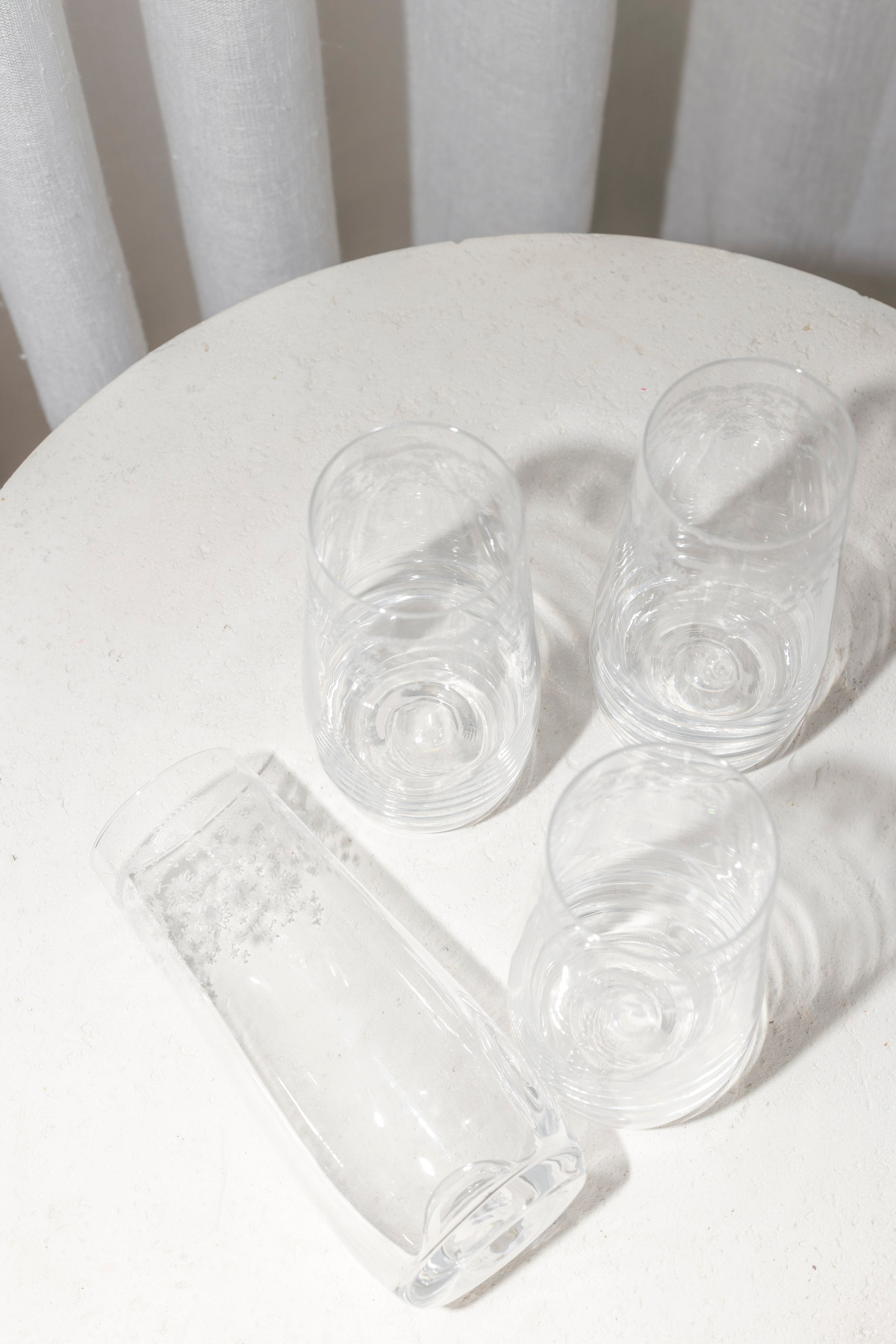 Etched Floral Stemless Champagne Glasses | Set of 4