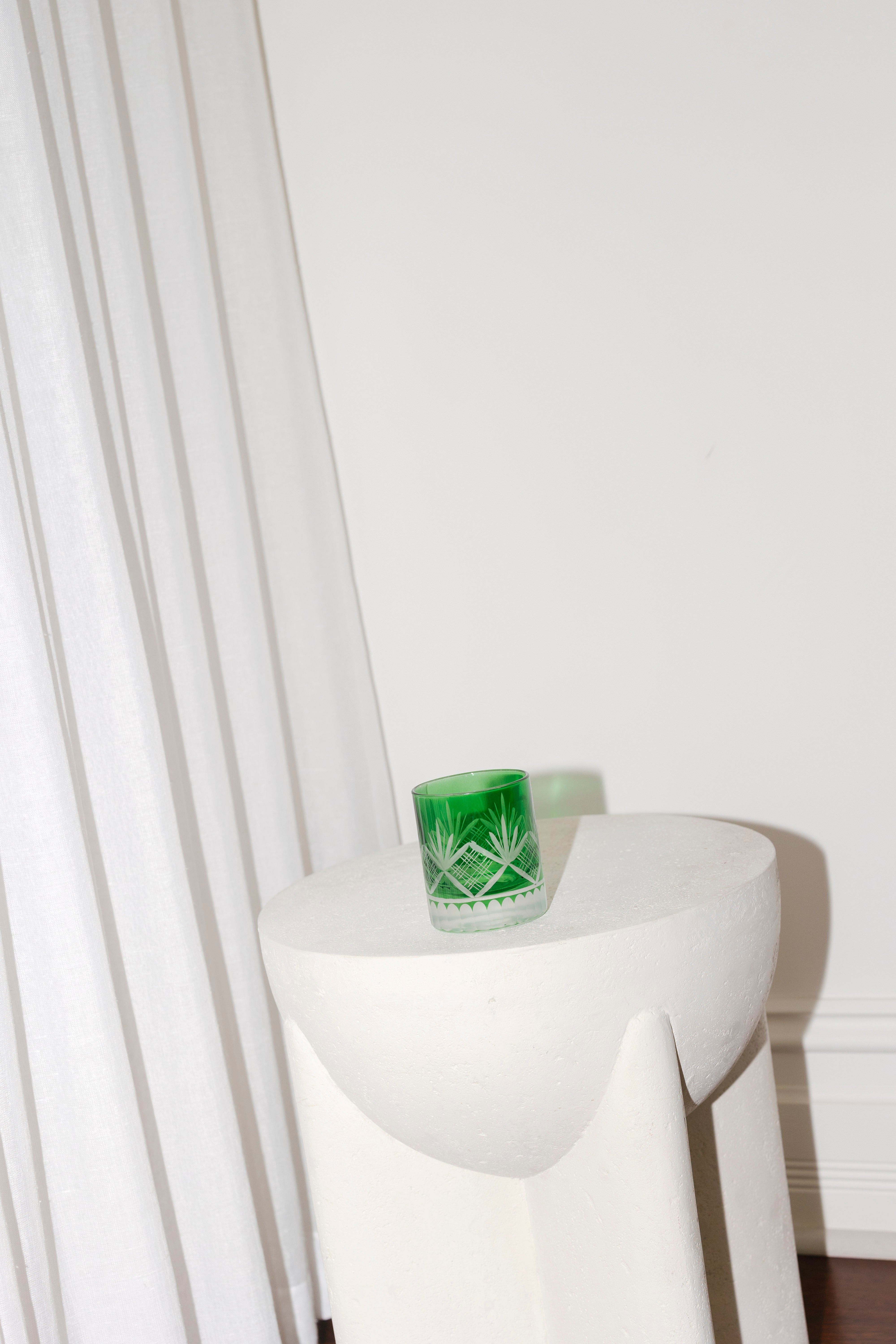 Etched Floral Water Glass