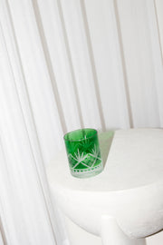 Etched Floral Water Glass | Green